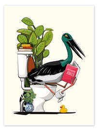 Flamingo sitting on the Toilet