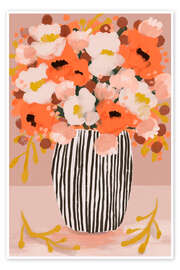 Frida with wreath of flowers, pastel pink