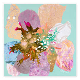 Frida with wreath of flowers, pastel pink