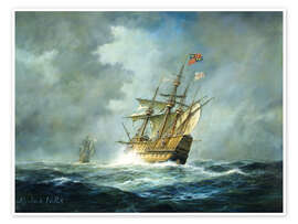 Sailing ship in the fog