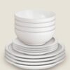 12 Piece Cotton White Dinner Set