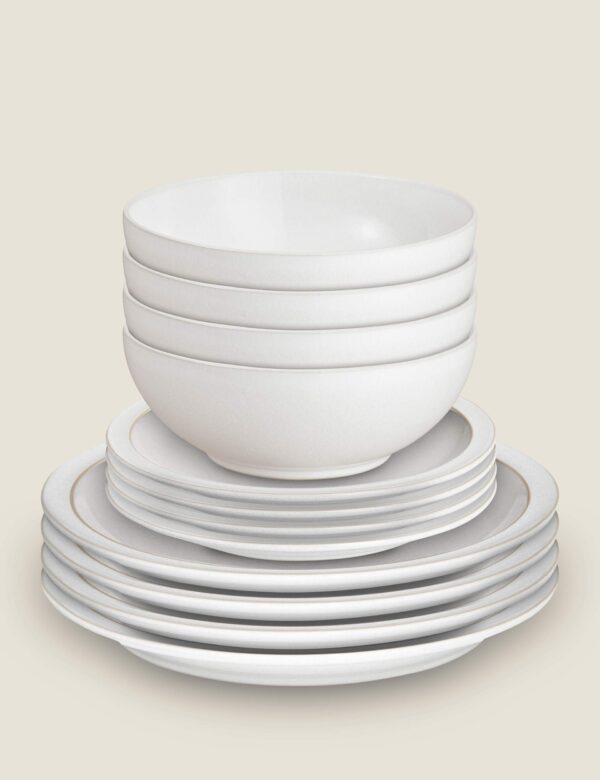 12 Piece Cotton White Dinner Set
