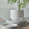 12 Piece Cotton White Dinner Set