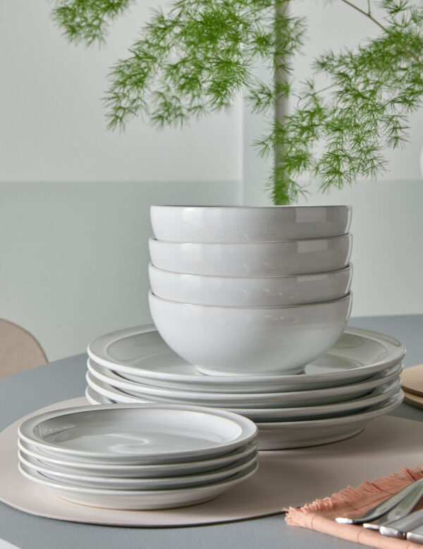 12 Piece Cotton White Dinner Set