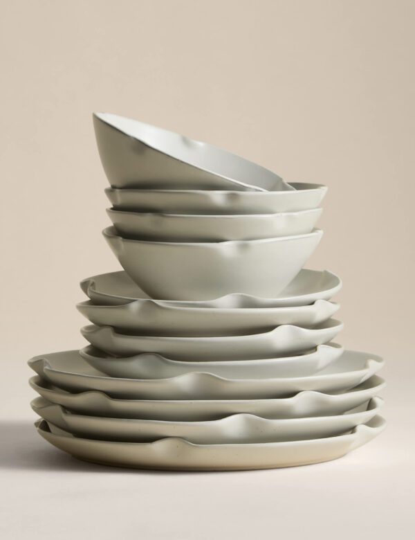 12 Piece Crimped Scallop Dinner Set