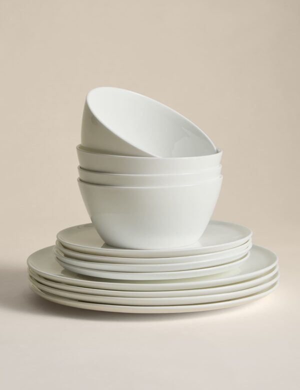 12 Piece Straight Sided China Dinner Set