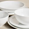 16 Piece Ribbed Porcelain Dinner Set