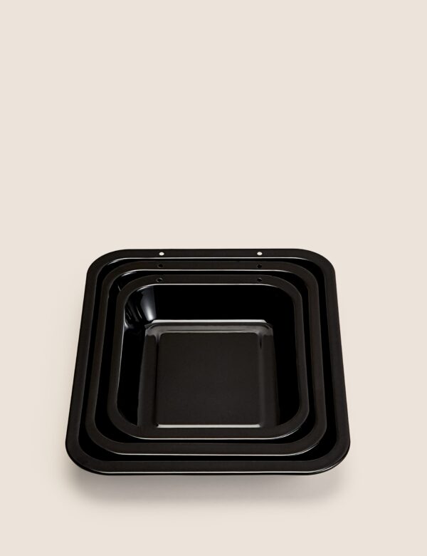 3 Piece Vitreous Enamel Roaster Set