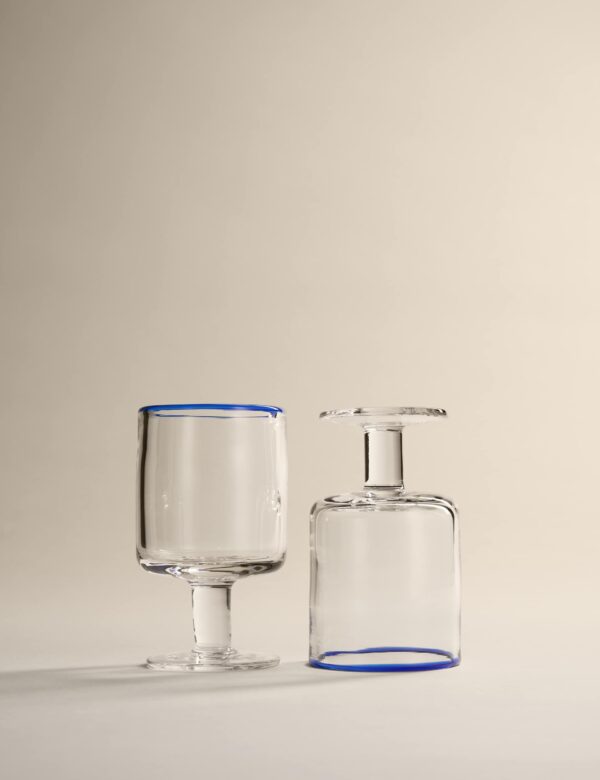 Set of 2 Contrast Rim Wine Glasses