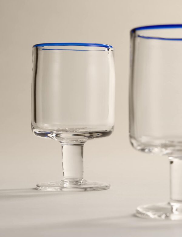 Set of 2 Contrast Rim Wine Glasses