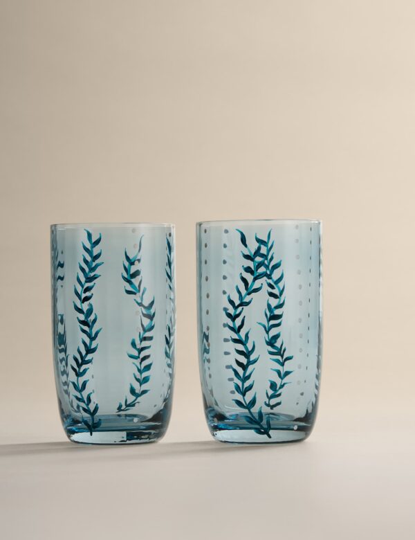 Set of 2 Hand Painted Hi Ball Glasses