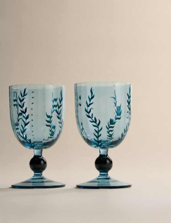 Set of 2 Hand Painted Wine Glasses