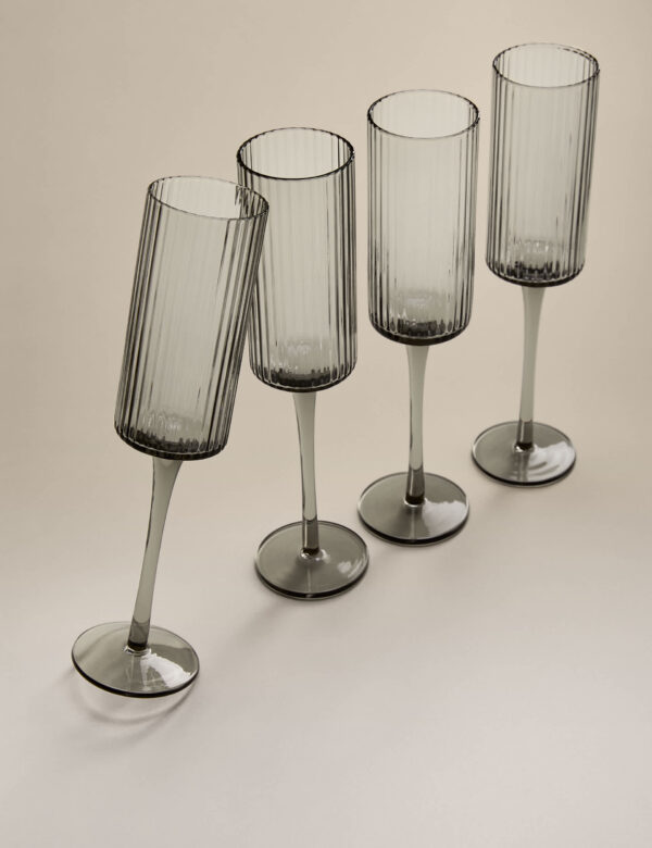Set of 4 Celine Ribbed Champagne Flutes