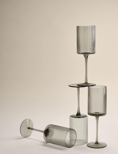 Set of 4 Celine Ribbed Wine Glasses