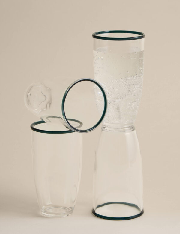 Set of 4 Contrast Rim Acrylic Picnic Hi Balls