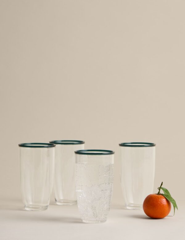 Set of 4 Contrast Rim Acrylic Picnic Hi Balls