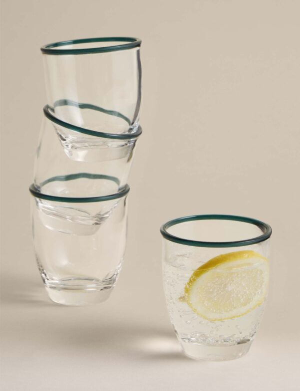 Set of 4 Contrast Rim Acrylic Picnic Tumblers