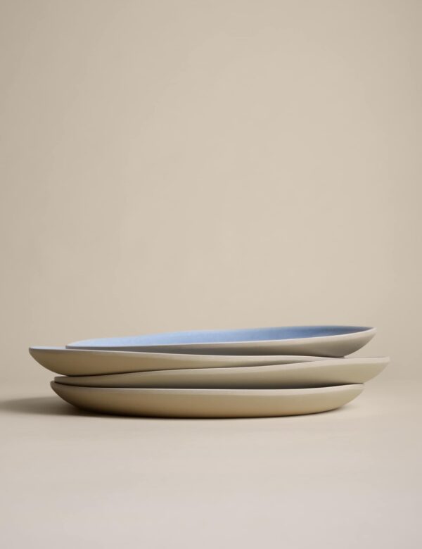 Set of 4 Linen Reactive Picnic Dinner Plates