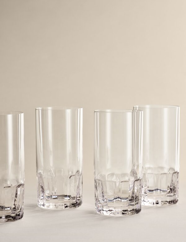 Set of 4 Textured Hi Ball Glasses