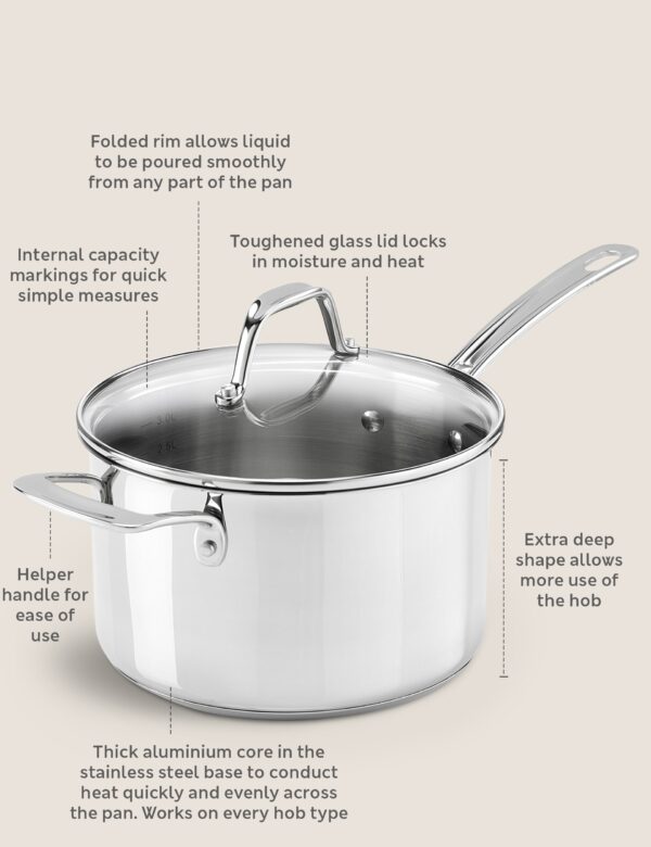 Stainless Steel 20cm Large Saucepan